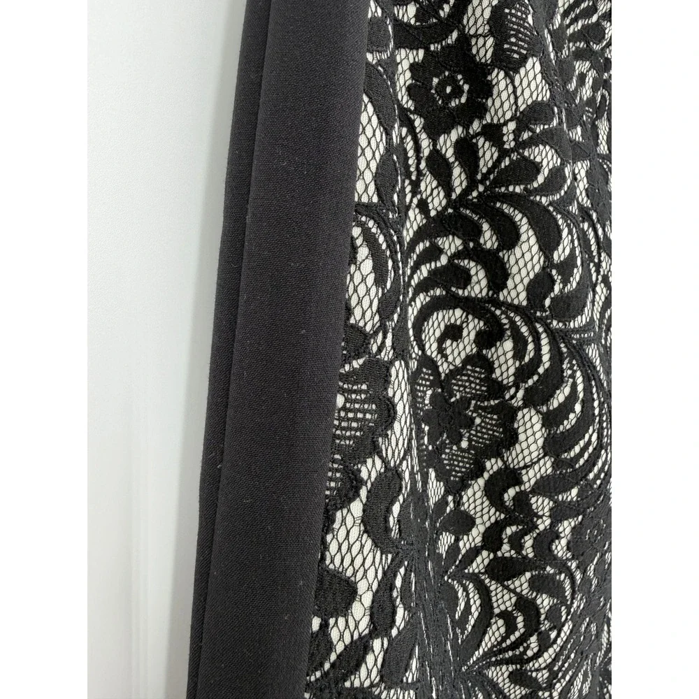 Worthington Womens Black Floral Lace Pencil Skirt Side Panel Size 12 Knee Length